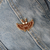 Gingerbread Mothman | Cryptid Pin | Denim